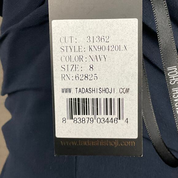 TADASHI SHOJI Dress Silk Chiffon Navy Blue Long 8 Formal Gown Event NWT $385 - Picture 12 of 16